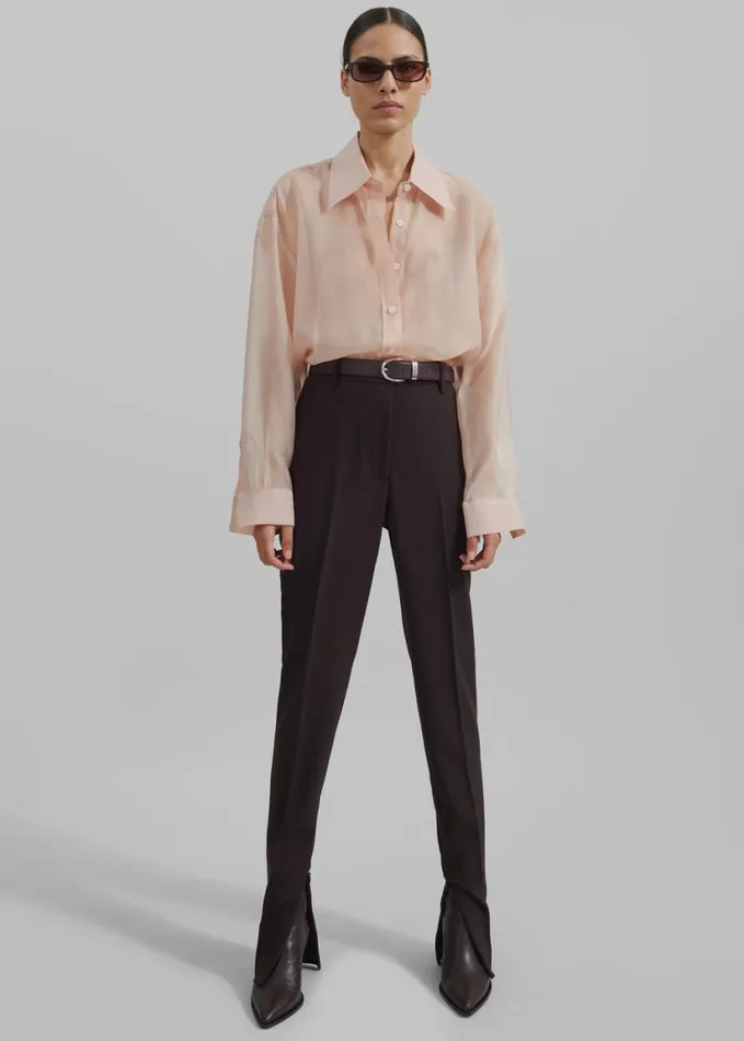 Clothing Women The Frankie Shop Nel Sheer Button Up Shirt 8211 Pink