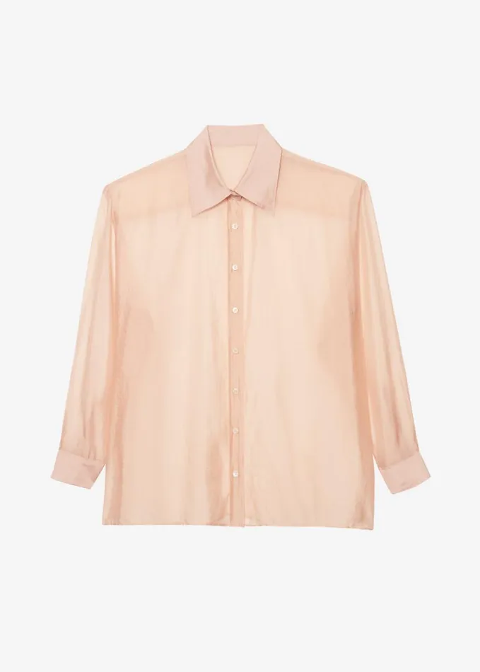 Clothing Women The Frankie Shop Nel Sheer Button Up Shirt 8211 Pink