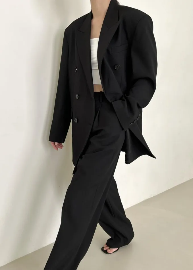 Clothing Women The Frankie Shop Nessi Double Breasted Blazer 8211 Black