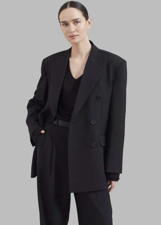 Clothing Women The Frankie Shop Nessi Double Breasted Blazer 8211 Black