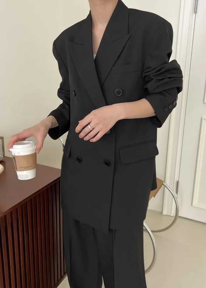 Clothing Women The Frankie Shop Nessi Double Breasted Blazer 8211 Black