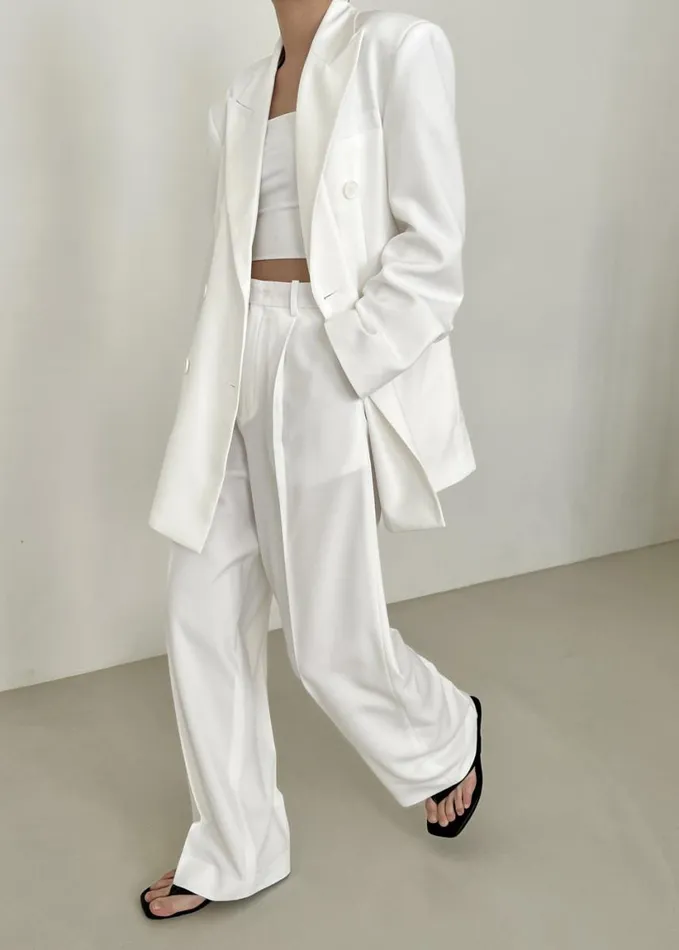Clothing Women The Frankie Shop Nessi Pintuck Trousers 8211 White