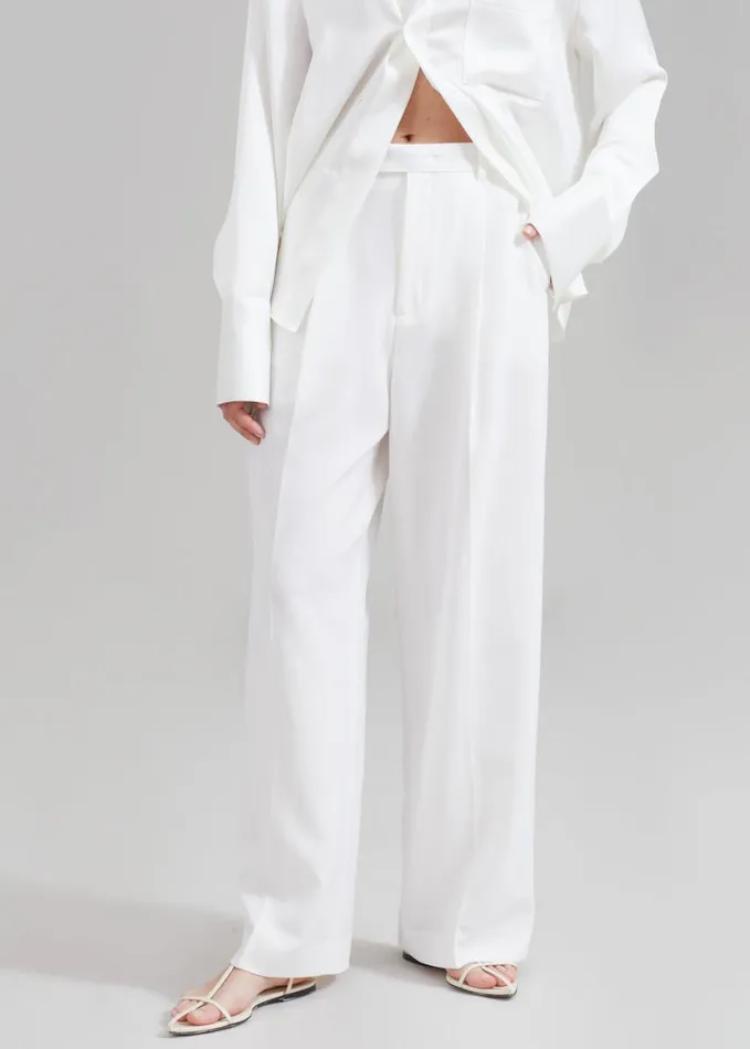 Clothing Women The Frankie Shop Nessi Pintuck Trousers 8211 White