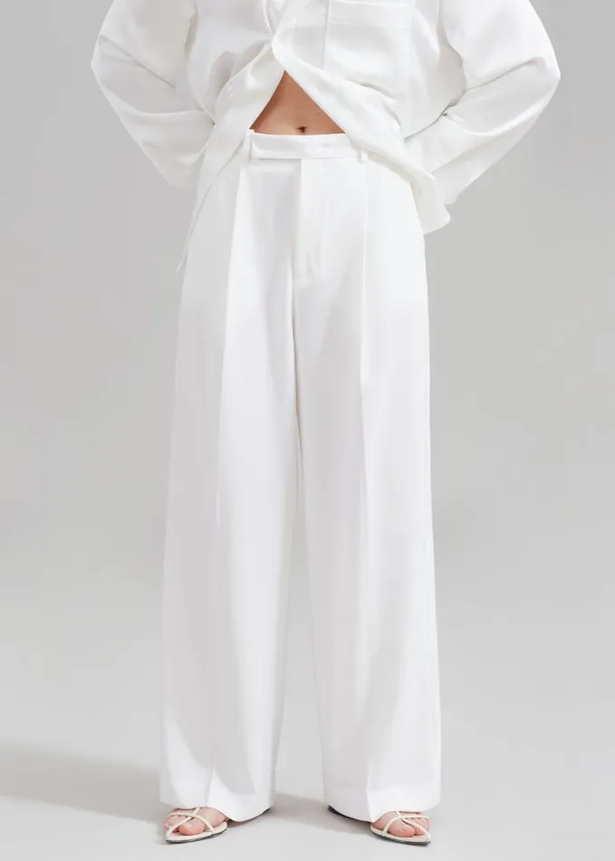 Clothing Women The Frankie Shop Nessi Pintuck Trousers 8211 White