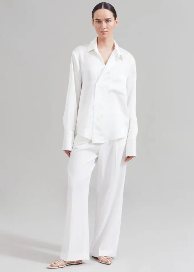 Clothing Women The Frankie Shop Nessi Pintuck Trousers 8211 White