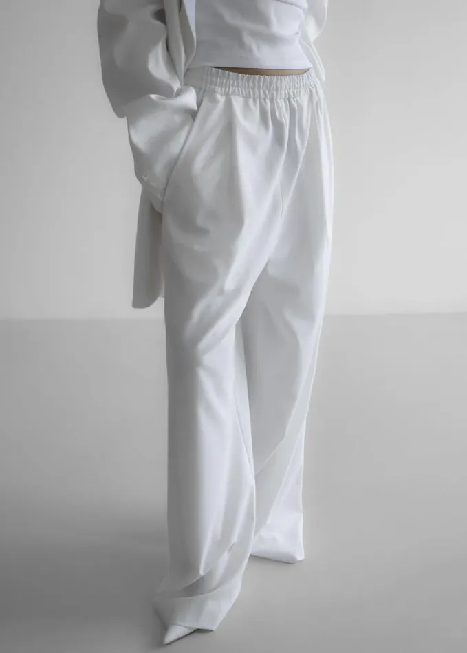 Clothing Women The Frankie Shop Neva Wide Trousers 8211 White