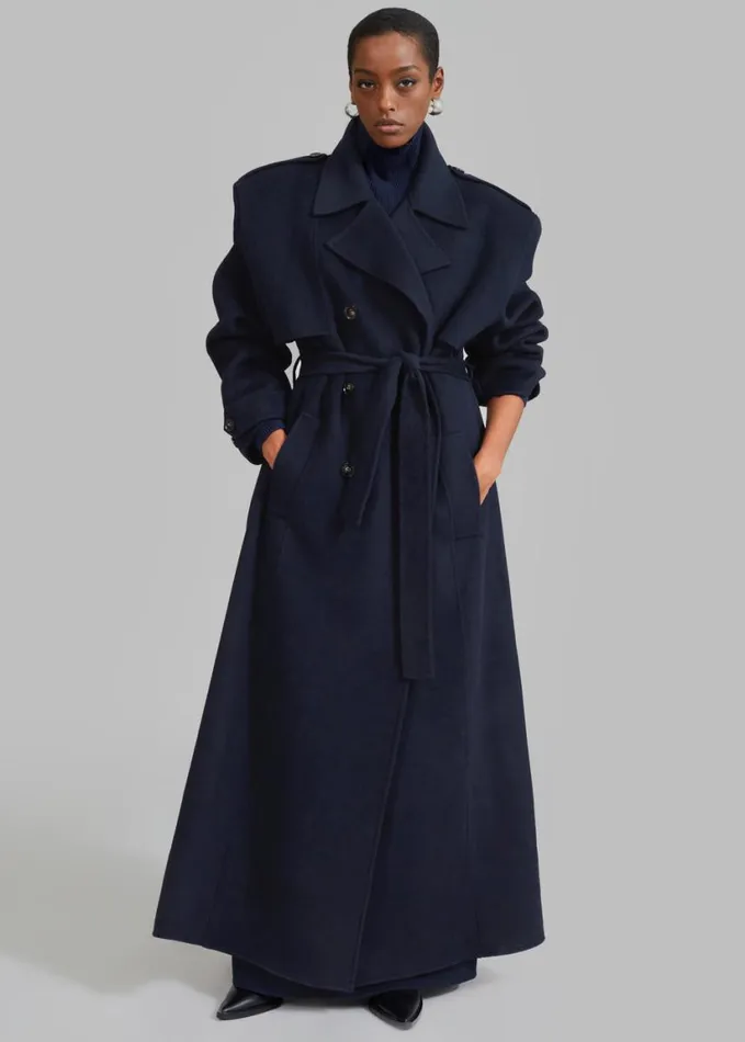 Clothing Women The Frankie Shop Nikola Padded Trench Coat 8211 Navy