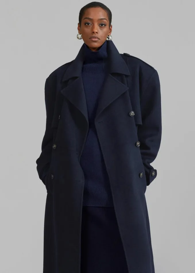 Clothing Women The Frankie Shop Nikola Padded Trench Coat 8211 Navy