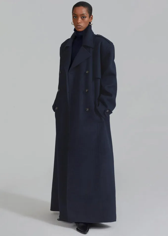 Clothing Women The Frankie Shop Nikola Padded Trench Coat 8211 Navy