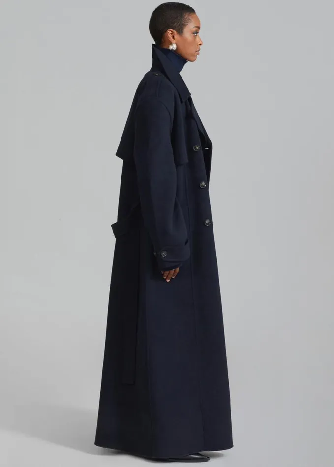 Clothing Women The Frankie Shop Nikola Padded Trench Coat 8211 Navy