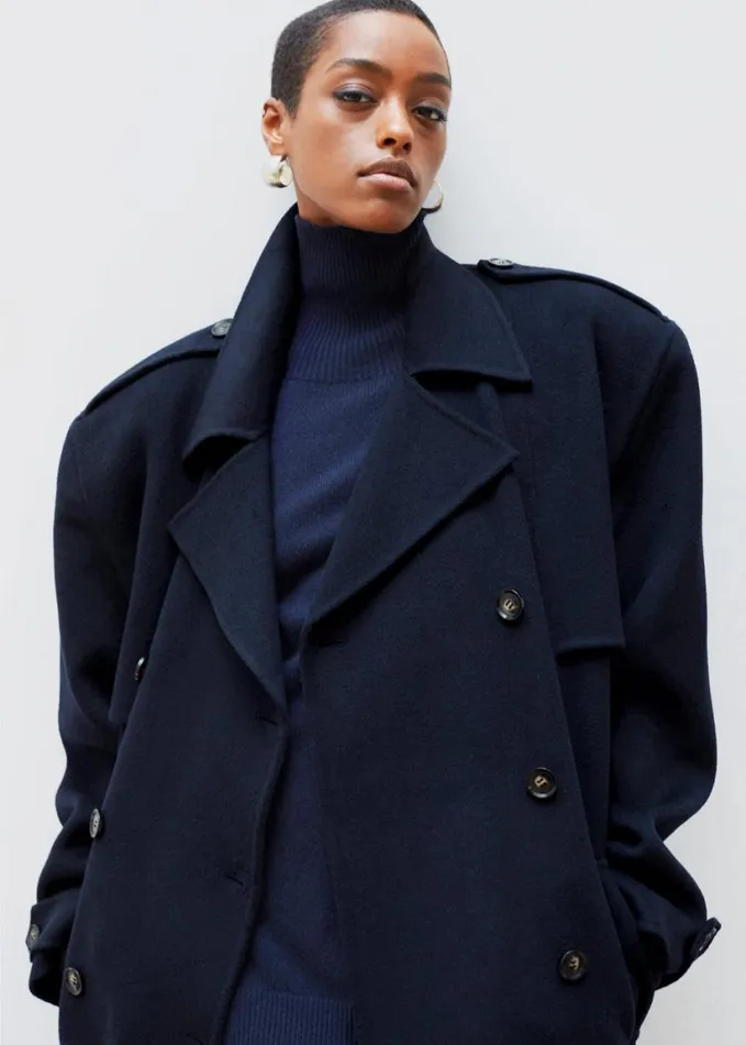 Clothing Women The Frankie Shop Nikola Padded Trench Coat 8211 Navy