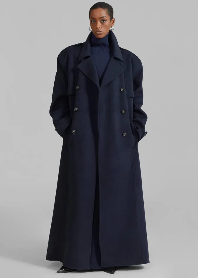 Clothing Women The Frankie Shop Nikola Padded Trench Coat 8211 Navy
