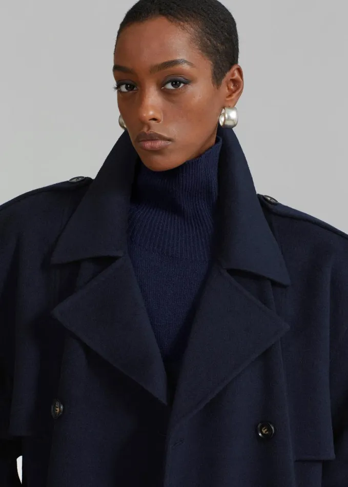 Clothing Women The Frankie Shop Nikola Padded Trench Coat 8211 Navy