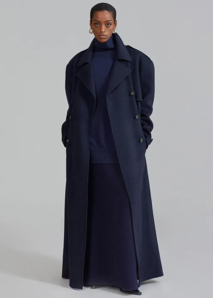 Clothing Women The Frankie Shop Nikola Padded Trench Coat 8211 Navy