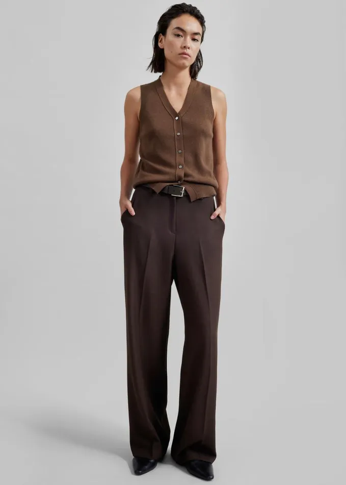 Clothing Women The Frankie Shop Nisha Pintuck Trousers 8211 Brown