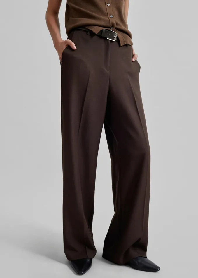 Clothing Women The Frankie Shop Nisha Pintuck Trousers 8211 Brown