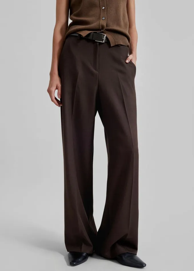 Clothing Women The Frankie Shop Nisha Pintuck Trousers 8211 Brown