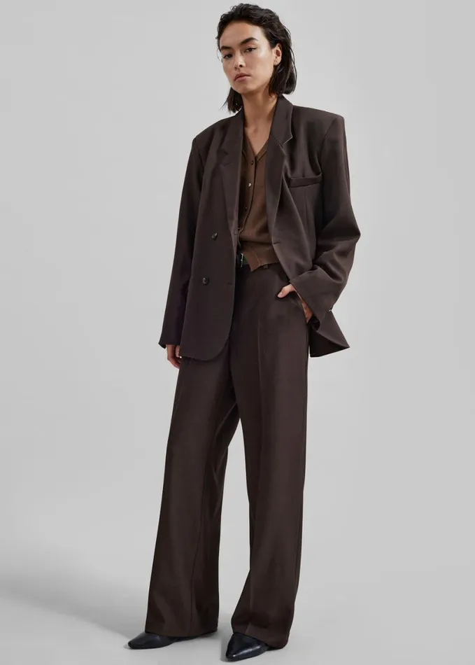 Clothing Women The Frankie Shop Nisha Pintuck Trousers 8211 Brown