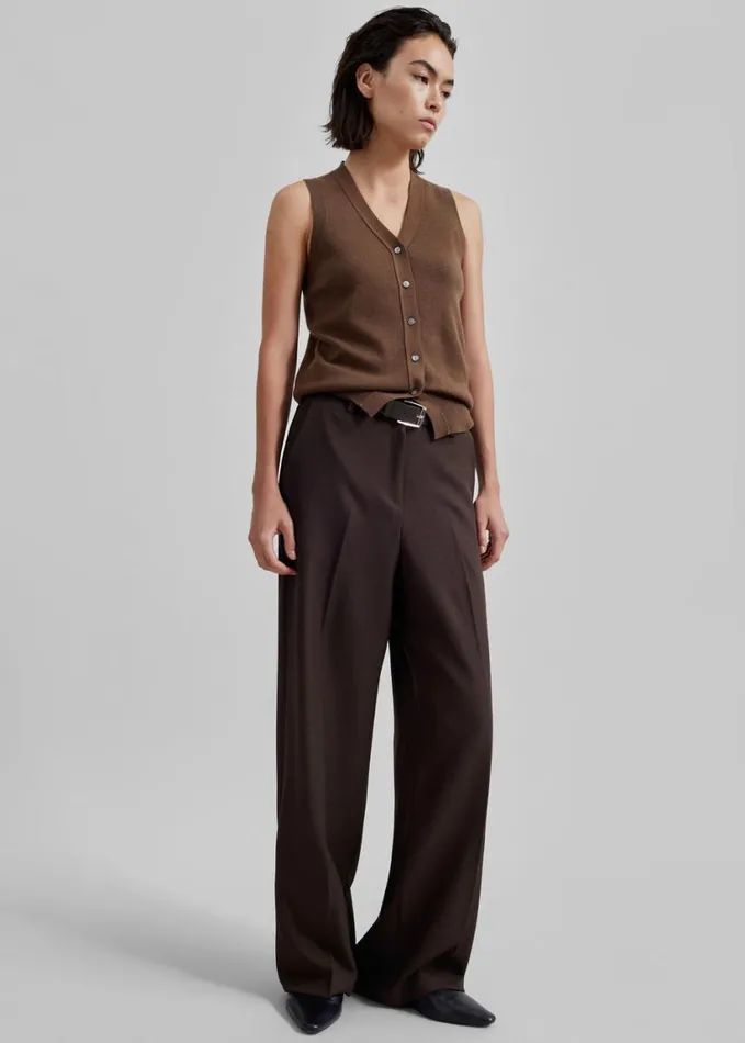 Clothing Women The Frankie Shop Nisha Pintuck Trousers 8211 Brown