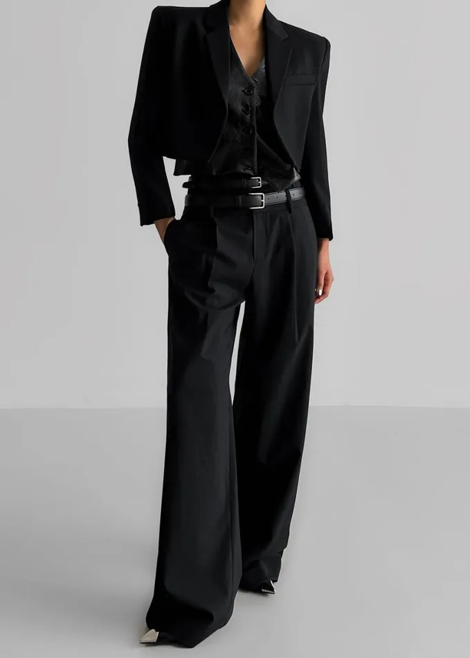 Clothing Women The Frankie Shop Olwen Pintuck Trousers 8211 Black