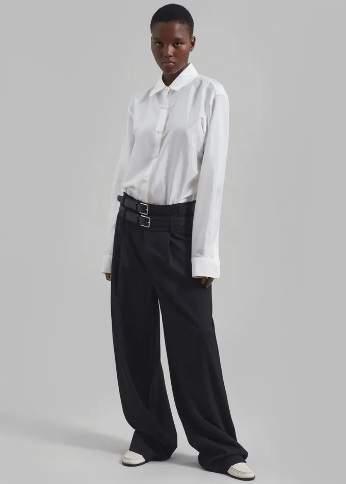 Clothing Women The Frankie Shop Olwen Pintuck Trousers 8211 Black