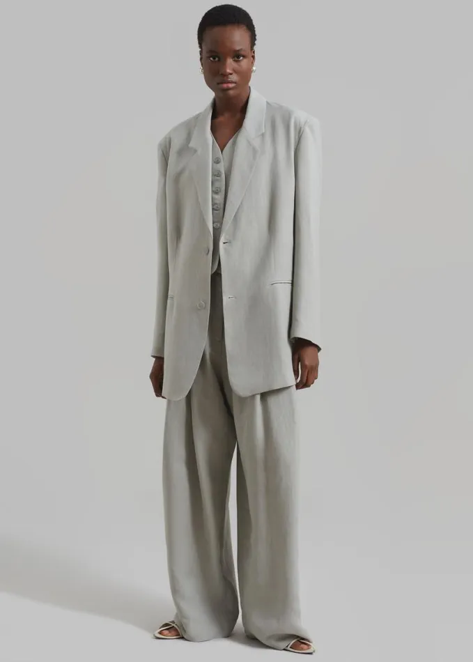 Clothing Women The Frankie Shop Piper Pleated Trousers 8211 Sage