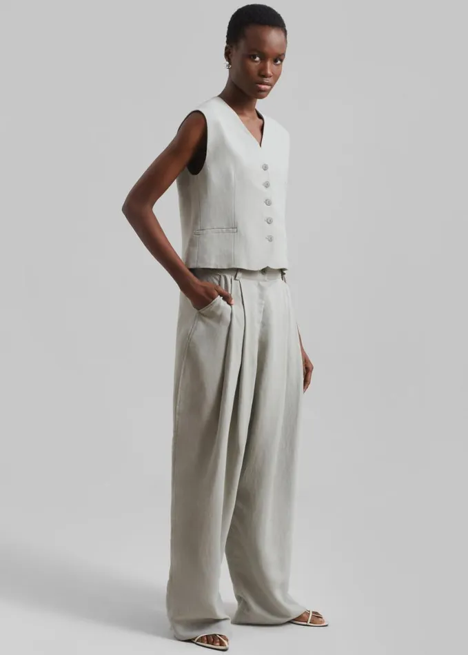 Clothing Women The Frankie Shop Piper Pleated Trousers 8211 Sage