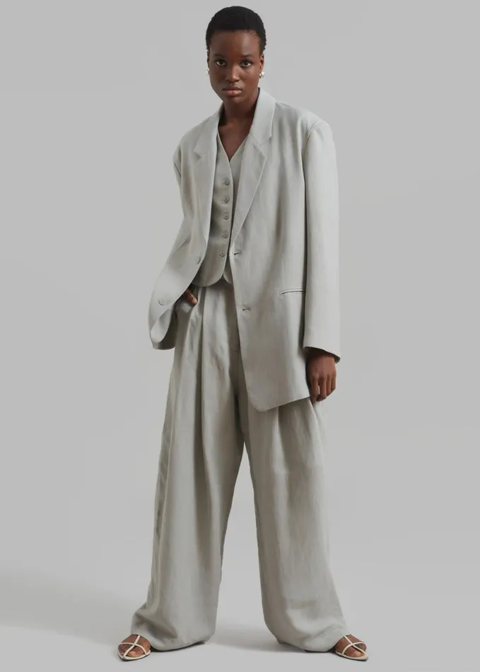 Clothing Women The Frankie Shop Piper Pleated Trousers 8211 Sage