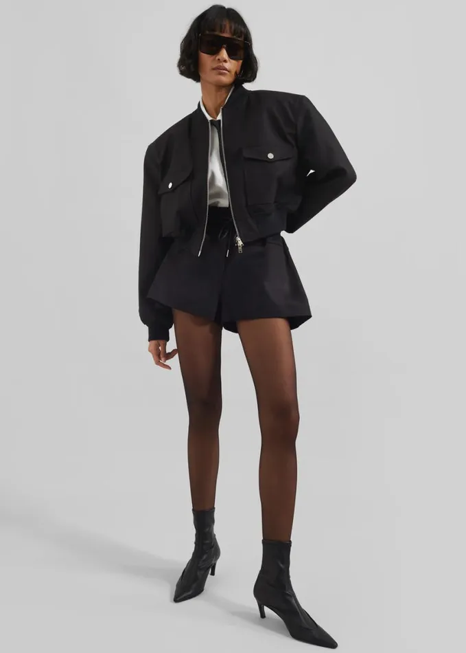 Clothing Women The Frankie Shop Pomona Crop Bomber Jacket 8211 Black