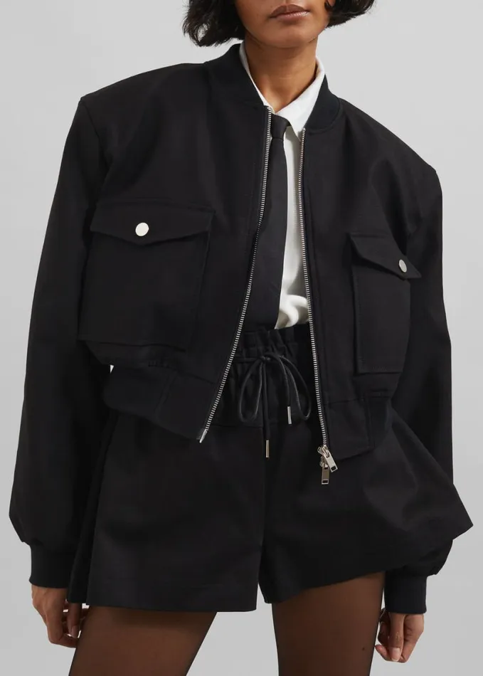 Clothing Women The Frankie Shop Pomona Crop Bomber Jacket 8211 Black