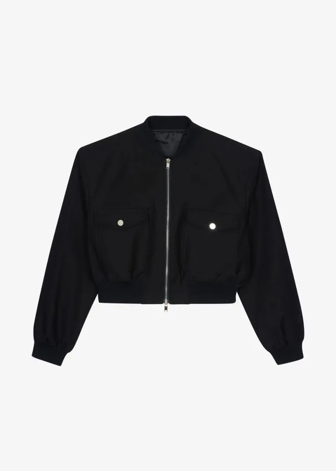 Clothing Women The Frankie Shop Pomona Crop Bomber Jacket 8211 Black