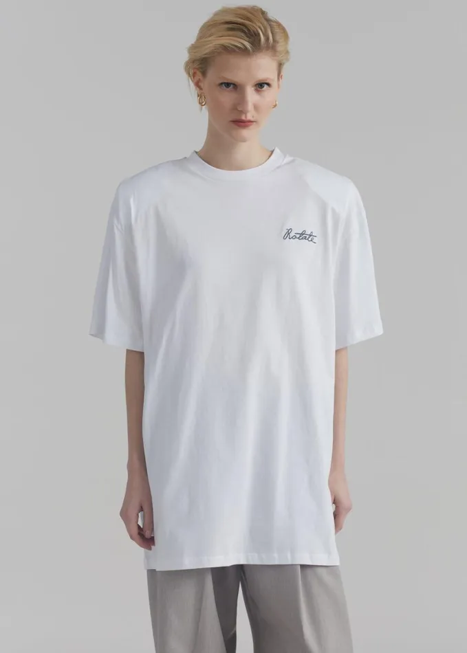 Clothing Women The Frankie Shop Rotate Oversized Logo TShirt 8211 Bright White