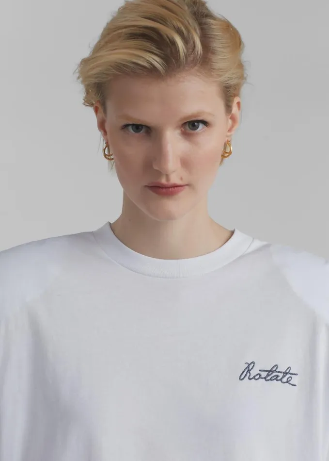 Clothing Women The Frankie Shop Rotate Oversized Logo TShirt 8211 Bright White