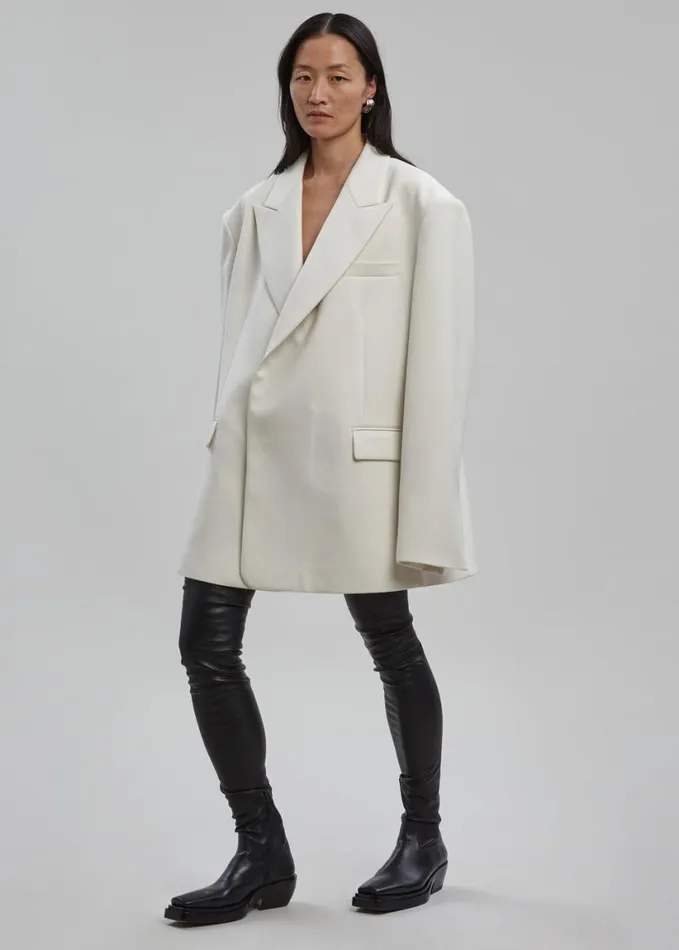 Clothing Women The Frankie Shop Sadie Oversized Double Breasted Blazer 8211 Cream
