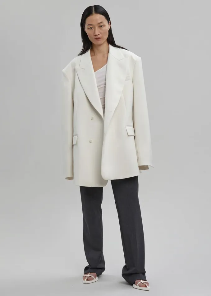 Clothing Women The Frankie Shop Sadie Oversized Double Breasted Blazer 8211 Cream