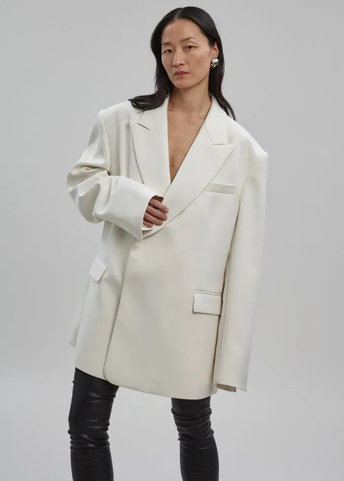 Clothing Women The Frankie Shop Sadie Oversized Double Breasted Blazer 8211 Cream