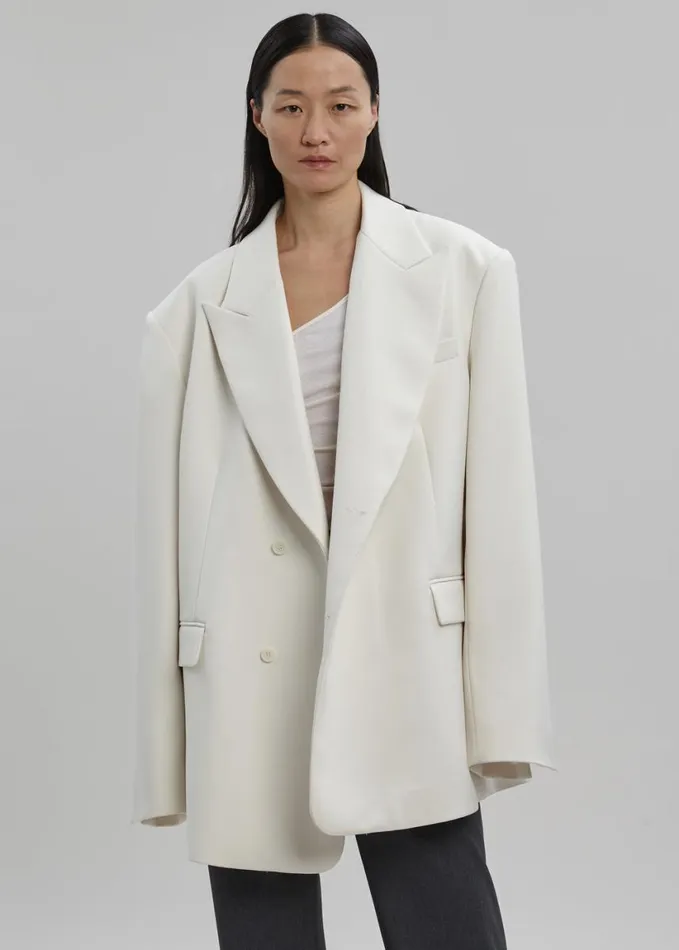 Clothing Women The Frankie Shop Sadie Oversized Double Breasted Blazer 8211 Cream