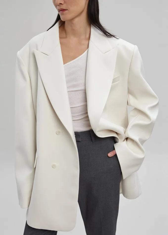 Clothing Women The Frankie Shop Sadie Oversized Double Breasted Blazer 8211 Cream