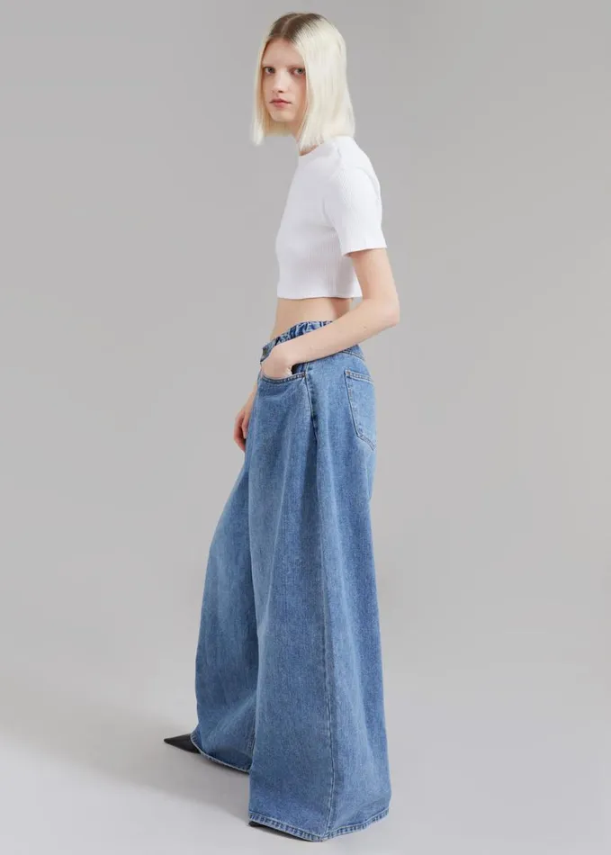 Clothing Women The Frankie Shop Sasha Wide Leg Jeans 8211 Worn Wash