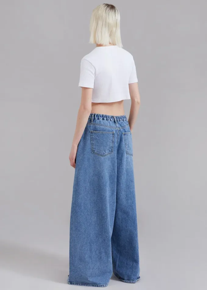 Clothing Women The Frankie Shop Sasha Wide Leg Jeans 8211 Worn Wash