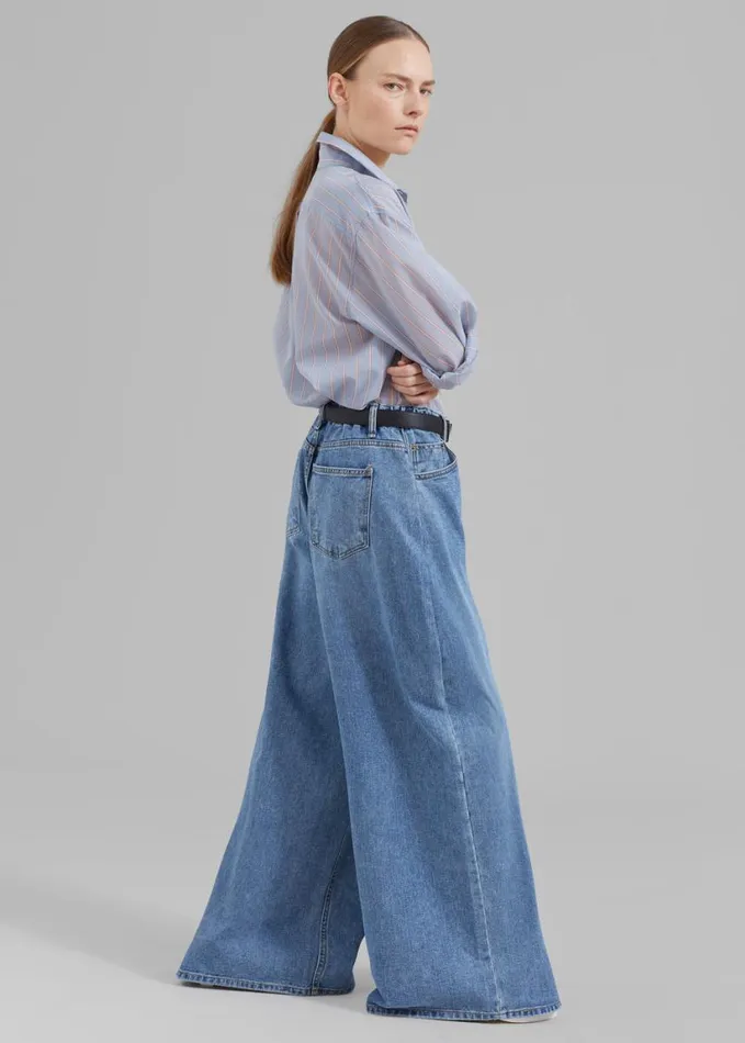 Clothing Women The Frankie Shop Sasha Wide Leg Jeans 8211 Worn Wash