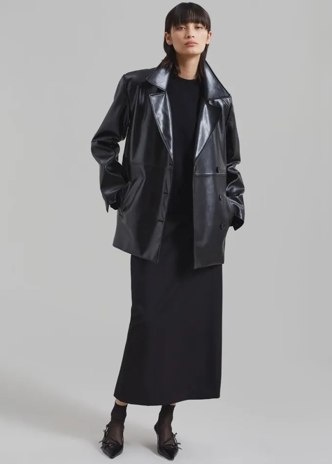 Clothing Women The Frankie Shop Sawyer Faux Leather Jacket 8211 Black