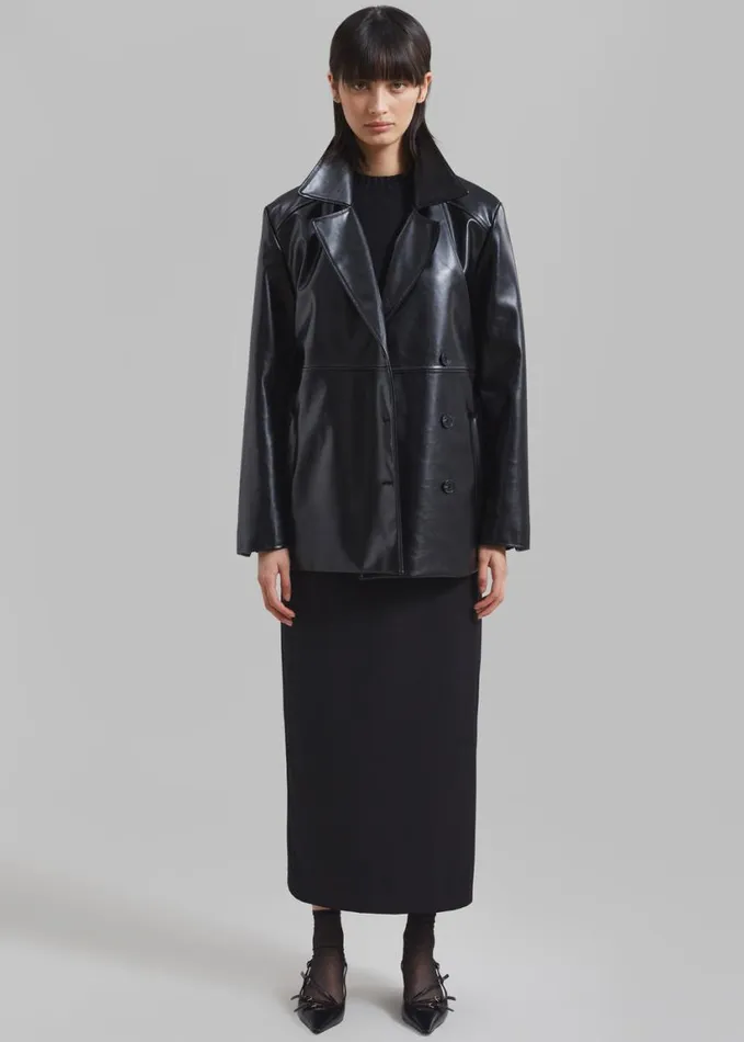 Clothing Women The Frankie Shop Sawyer Faux Leather Jacket 8211 Black