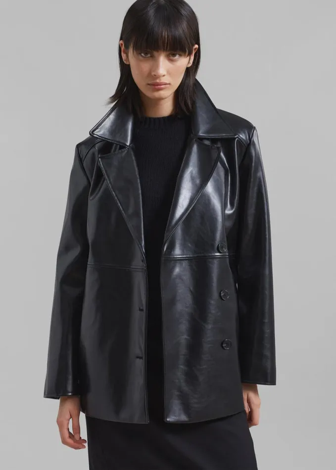 Clothing Women The Frankie Shop Sawyer Faux Leather Jacket 8211 Black