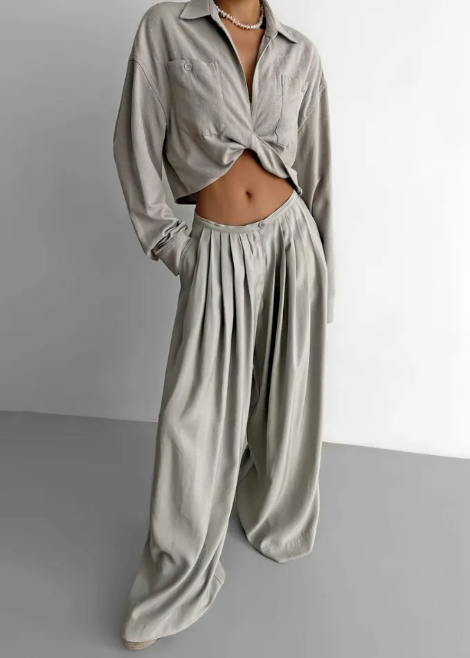 Clothing Women The Frankie Shop Sloane Wide Leg Trousers 8211 Grey