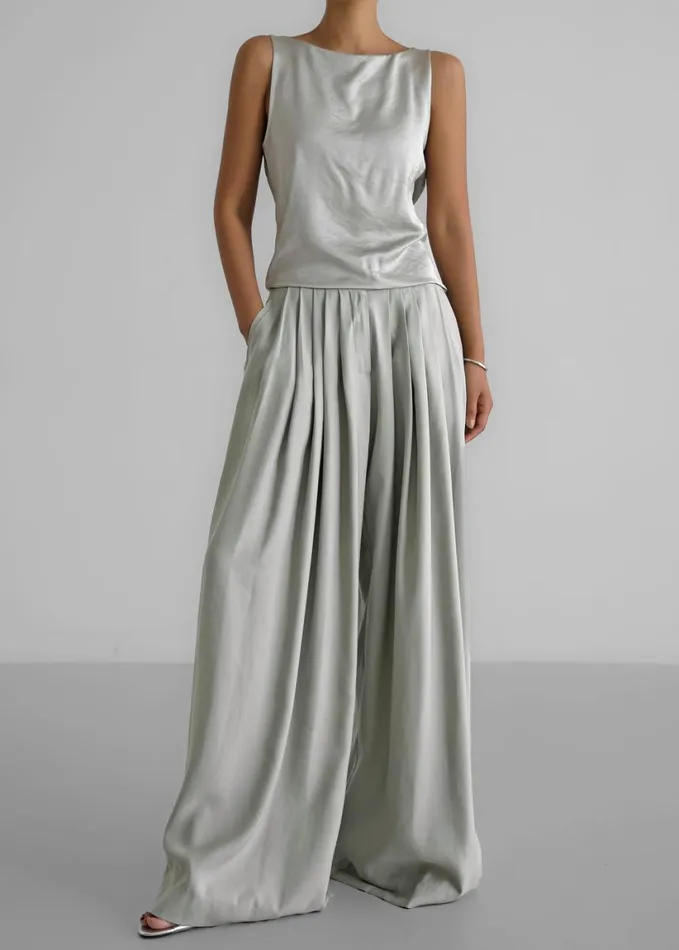 Clothing Women The Frankie Shop Sloane Wide Leg Trousers 8211 Grey
