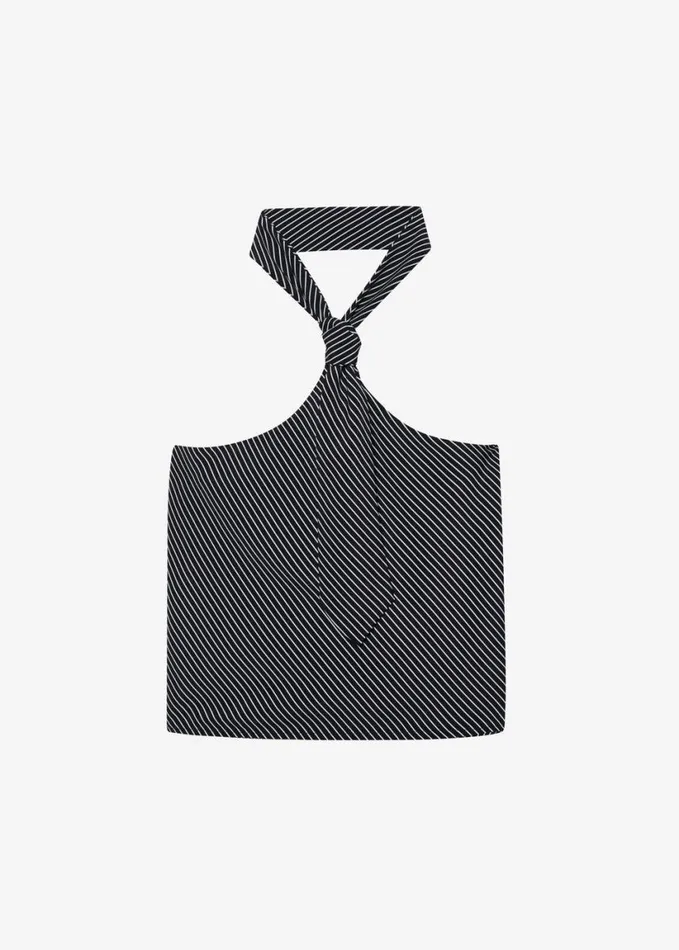 Clothing Women The Frankie Shop Sophie Tie Halter Top 8211 BlackWhite Stripe