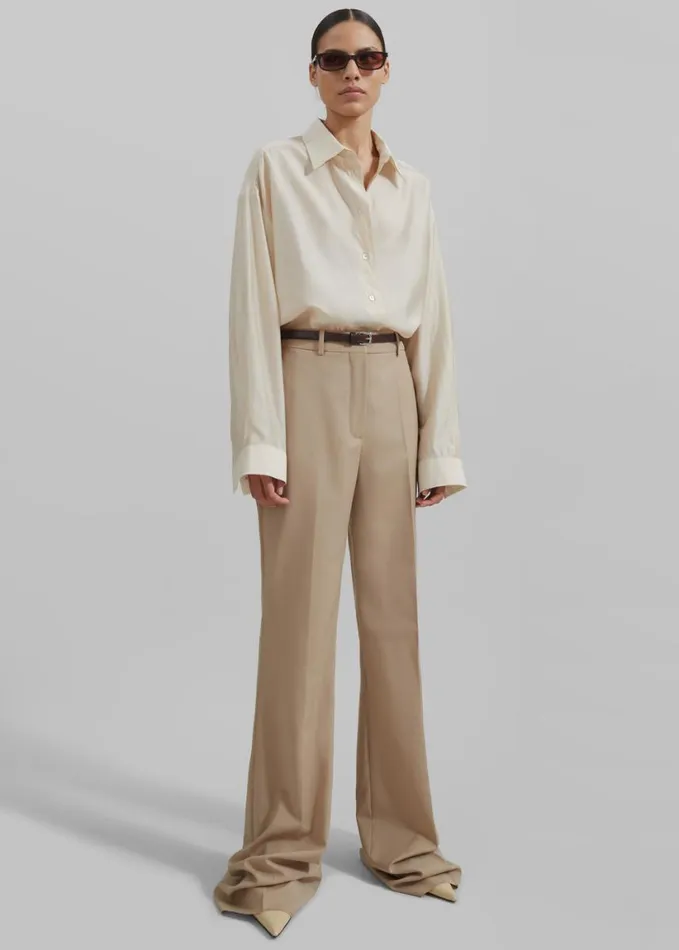 Clothing Women The Frankie Shop Sportmax Hangar Trousers 8211 Beige