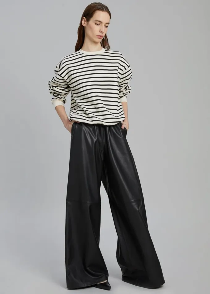 Clothing Women The Frankie Shop Sydney Wide Leather Pants 8211 Black