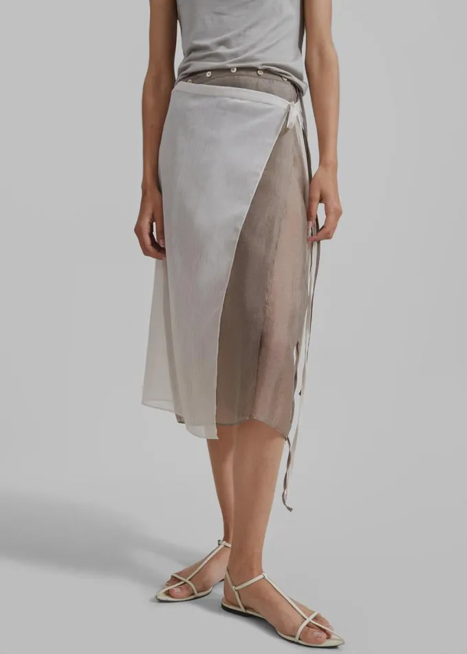 Clothing Women The Frankie Shop Tia Sheer Layered Skirt 8211 Beige